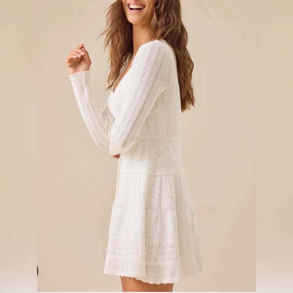 Altar'd State White Long Sleeve Knit Dress - Picture 2 of 5